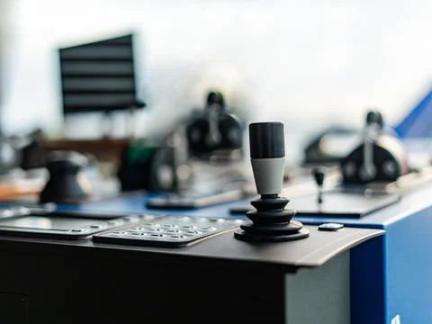 Ship control on the bridge. Stock Photos