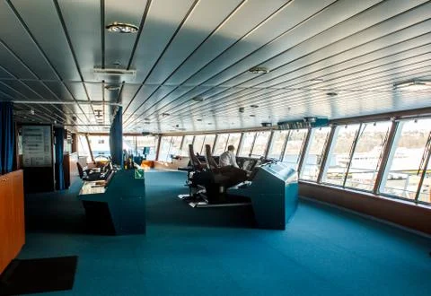 Ship control (captain) navigational bridge. Photos
