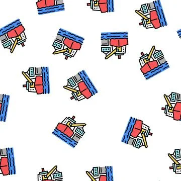 Ship crane vector seamless pattern Stock Illustration