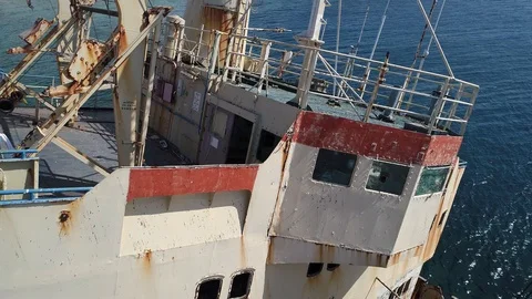 Ship crashed off the coast of cyprus Stock Footage 103464001