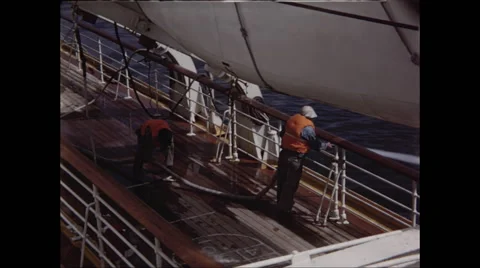 Ship Crew Spray Water Stock Footage 47645335