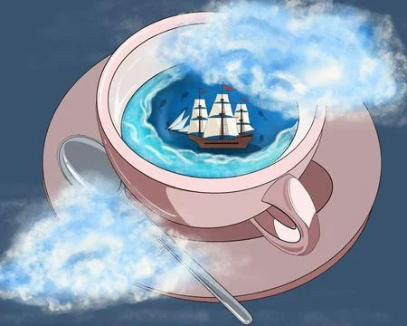 Ship In A Cup Illustrazione stock