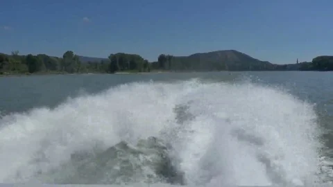 Ship on Danube Slipstream Stock Footage 69271999