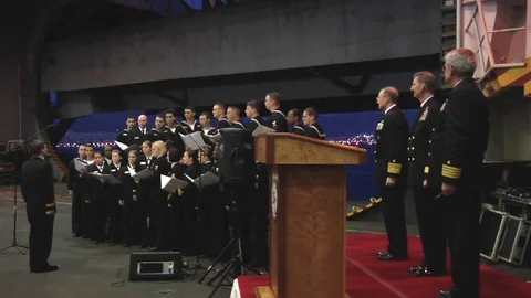 Ship deck lowered as officers demonstrate commitment to maritime security - 2012 库存影片 106032883