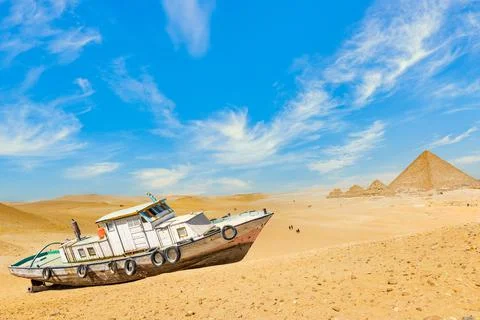 Ship in desert Stock Photos