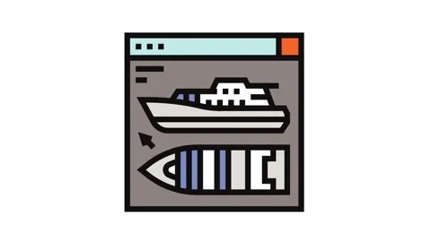 Ship design concept marine color icon animation Stock Footage 326097004