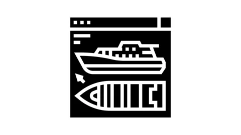 Ship design concept marine glyph icon animation Stock Footage 326155267