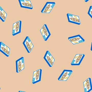 Ship design concept marine isometric icon seamless pattern Stock Illustration