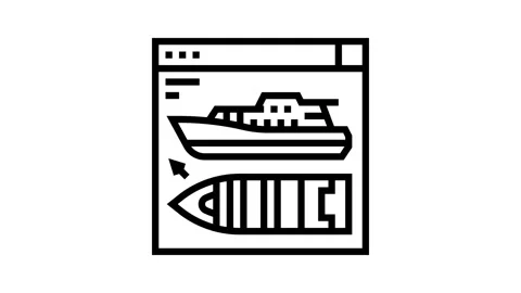 Ship design concept marine line icon animation Stock Footage 326133779