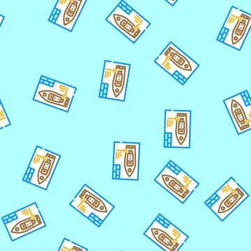 Ship design concept marine vector seamless pattern Stock Illustration