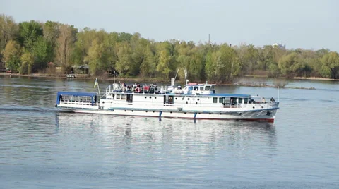 Ship on the Dnieper River Stock Footage 37735201