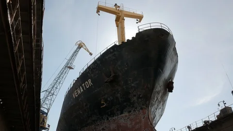 A ship in a dock for repair Stock-Footage 87613062