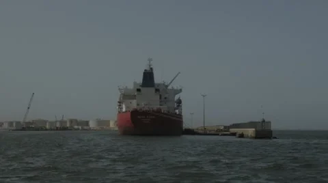 Ship docked at one of the Port of Dakar's terminal in Dakar, Senegal Stock Footage 47940463
