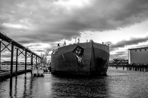 Ship docked unload 写真素材