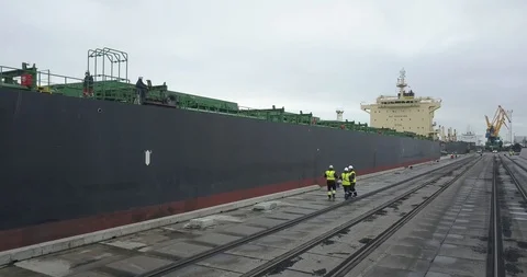 Ship dockers Stock Footage 104083128