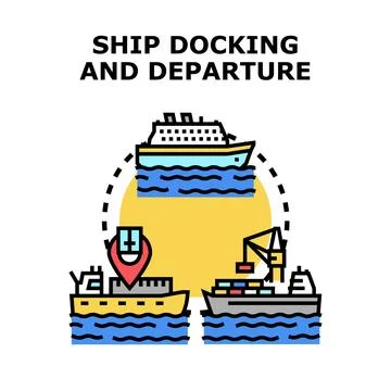 Ship docking and departure vector concept illustration 스톡 일러스트
