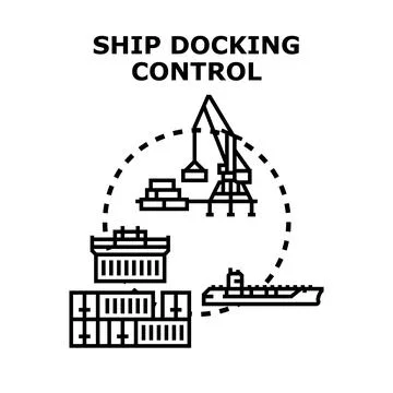 Ship docking control system for global shipping logistic Stock Illustration