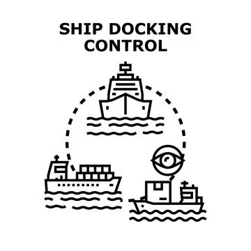 Ship docking control system planning navigation movement Stock Illustration