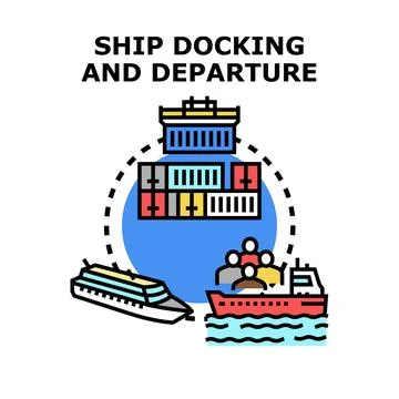 Ship docking departure and global logistics concept Stock Illustration