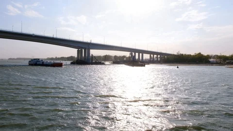 Ship on the Don river Video stock 95446455