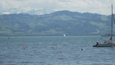 Ship driving by at the lake of constance Stock Footage 109051590