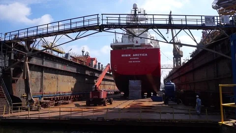 Ship In Dry Dock Stock Footage 72343959