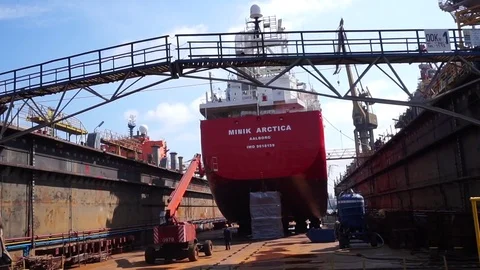 Ship In Dry Dock Stock Footage 72512493