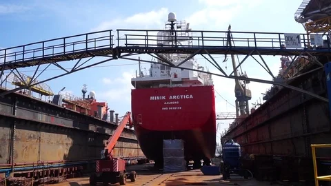 Ship In Dry Dock Stock Footage 72945742
