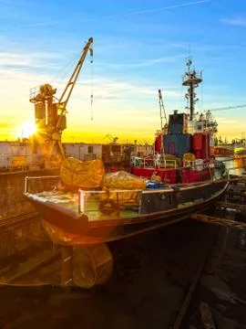 Ship in dry dock Stock Photos