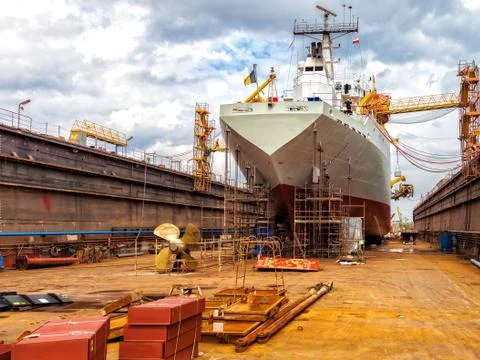 Ship in dry dock Stock Photos