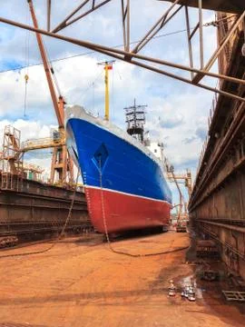 Ship in dry dock Stock Photos