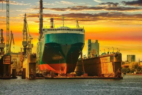 Ship in dry dock Stock Photos