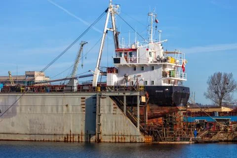 Ship on a dry dock Stock Photos
