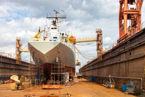 Ship in dry dock Foto stock