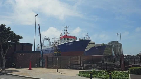 Ship in Dry Dock, V&amp;A Waterfront, Cape Town, South Africa 8K Stock-Footage 347930614