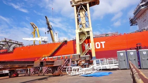 Ship During Repair In Dry Docks Shipyard Stock Footage 72945731