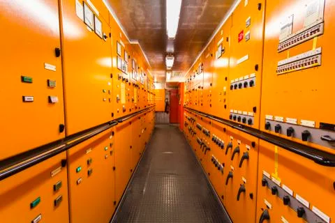 Ship electrical system switch board Stock Photos