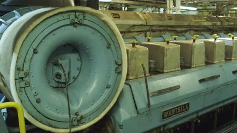 Ship engine of internal combustion of production of the Wartsila company. Stock Footage 142685872