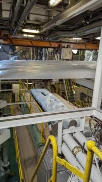 Ship engine under maintenance covered in protective wrapping 写真素材