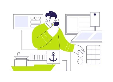 Ship engineer abstract concept vector illustration. Illustrazione stock