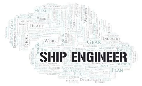 Ship Engineer typography word cloud create with the text only Stock Illustration