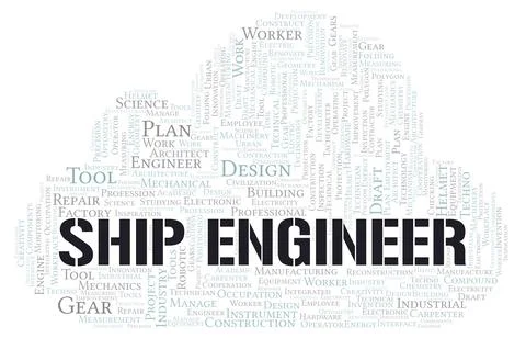 Ship Engineer typography word cloud create with the text only Stock Illustration