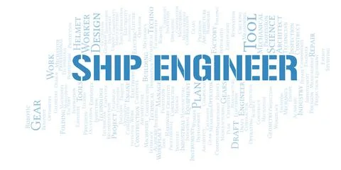 Ship Engineer typography word cloud create with the text only Stock Illustration