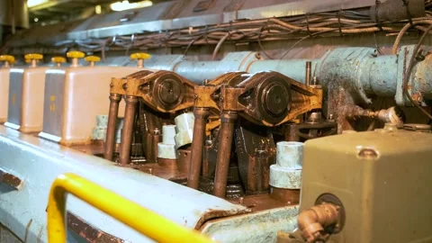 The ship engineer uncovers the engine. Stock Footage 142685927