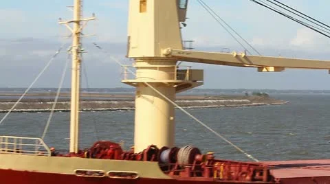 Ship entering harbor Stock Footage 10866206
