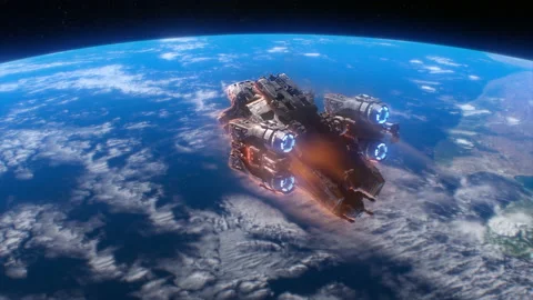 Ship entering orbit Stock Footage 199237146