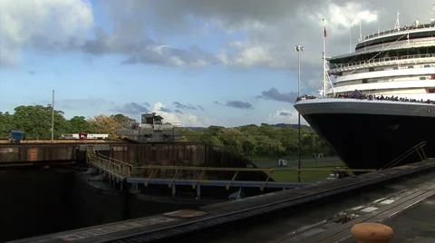Ship Entering Panama Canal Time Lapse Stock Footage