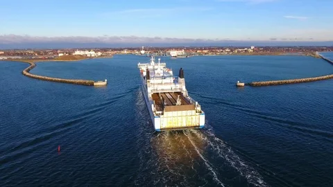A ship is entering a port Stock Footage 89963968