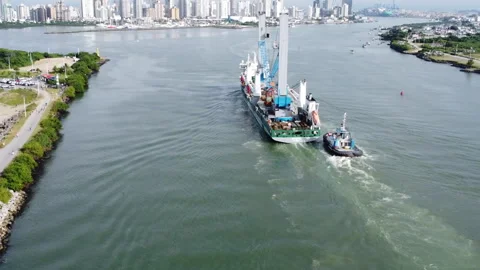 Ship entering a port Stock Footage 318167914