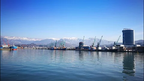 The ship enters the port load bulk carrier Stock Footage 73269161